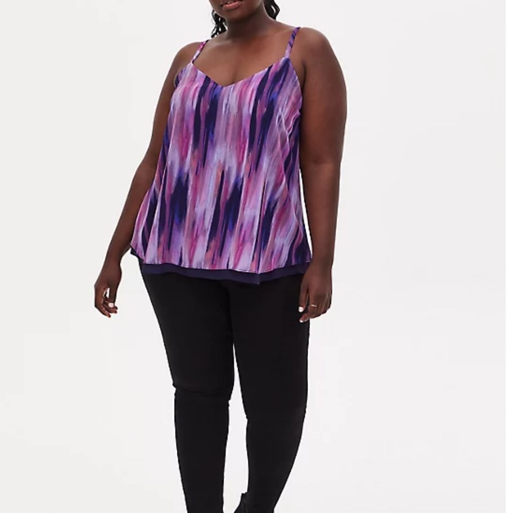 Sophie Multi Watercolor Stripe Double Layer Swing Cami